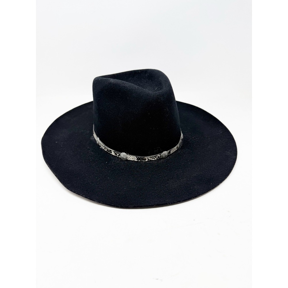 Charlie 1 Horse Black Felt Western Hat Snakeskin Concho Hat Band Size 7 3/8